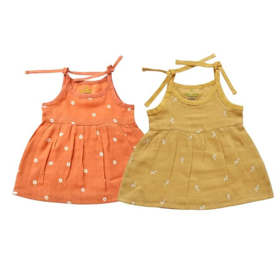 Baby Girl Muslin Cotton Knot Frock ( Pack of 2 )