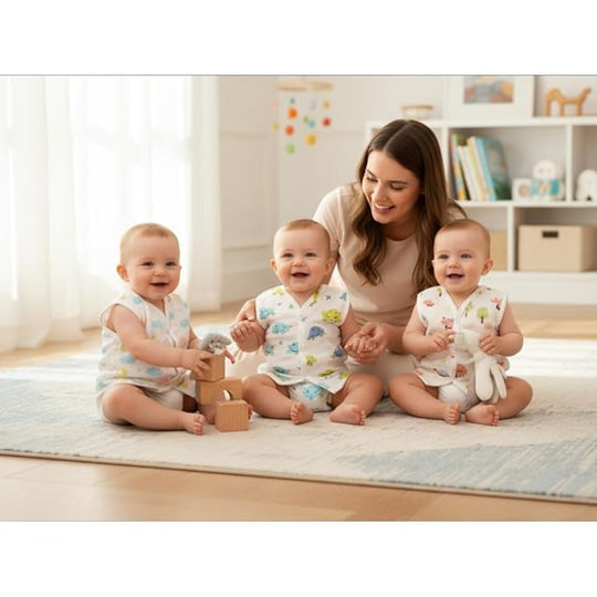 Muslin Cotton Printed Jhabla for Kids( Button Jhabla) ( Pack of 3 )