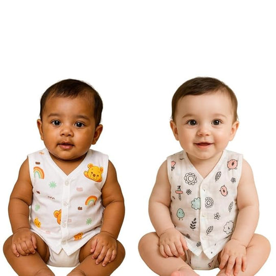 Button Jhabla White & Dyed print mix (Pack -2)