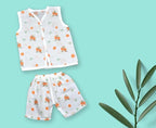 BUNNY&TORTOISE Kids Printed Co-ord Set Shorts & Matching T-Shirt | Muslin Cotton | Comfortable Summer Clothing for Boys & Girls