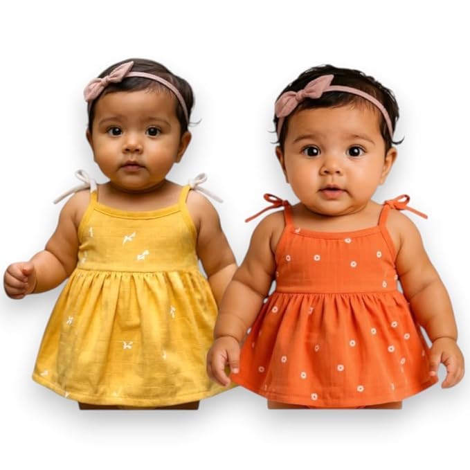 Dyed Print Knot Style Baby Girls Frock PO2