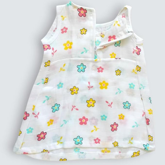 Baby Girl Cotton Muslin Frock - Cute Print ( Pack of 1 )