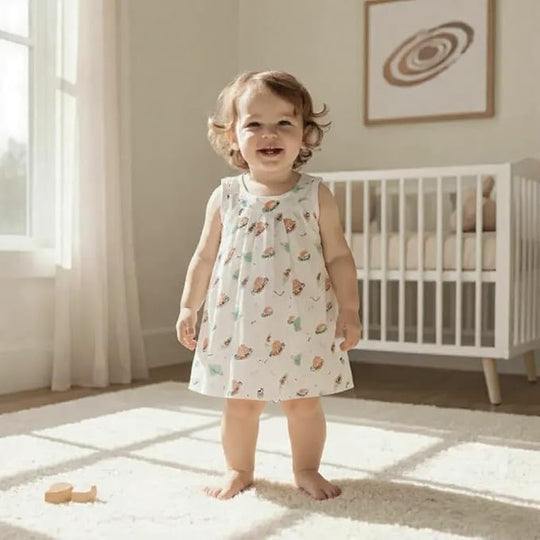 Baby Girl Cotton Muslin Frock - Cute Print ( Pack of 1 )