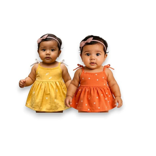 Muslin Cotton Frock Knot for Baby Girl