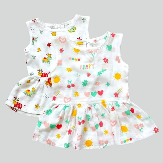 Muslin Frock for Baby Girl  ( Pack of 2 )