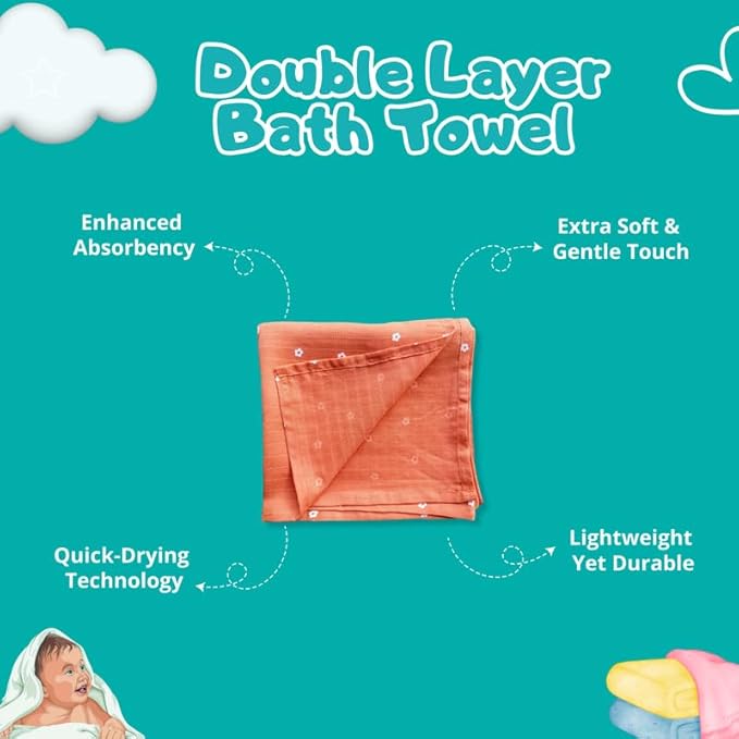 2-Layer Muslin Cotton Baby Bath Towel PO1
