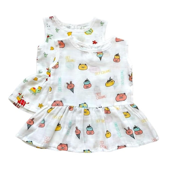 Muslin Frock for Baby Girl  ( Pack of 2 )