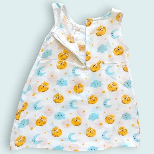 Baby Girl Cotton Muslin Frock - Cute Print ( Pack of 1 )