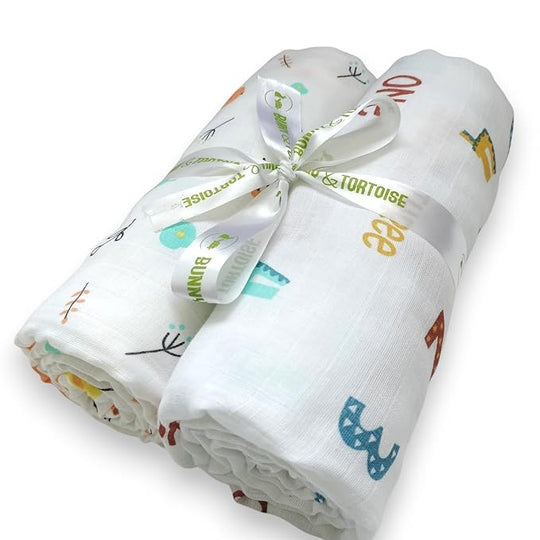 100% Cotton Muslin Baby Swaddle Set ( Pack of 2 )