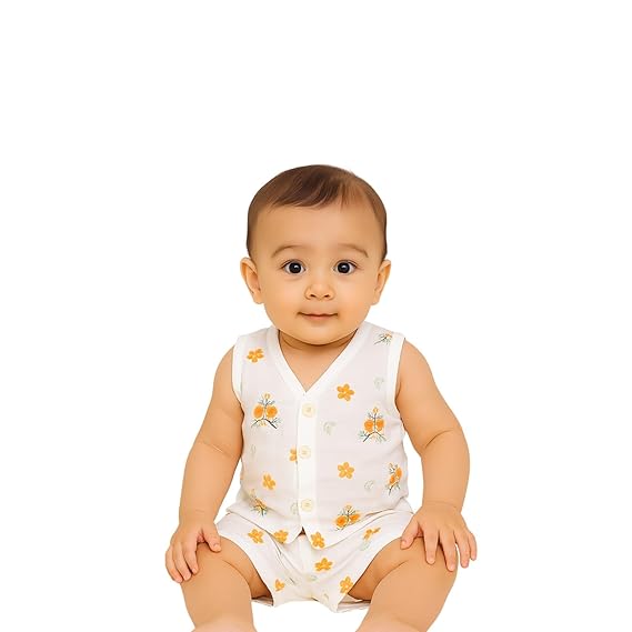BUNNY&TORTOISE Kids Printed Co-ord Set Shorts & Matching T-Shirt | Muslin Cotton | Comfortable Summer Clothing for Boys & Girls