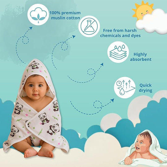 Baby Hooded Muslin Towel ( pack of 1 )