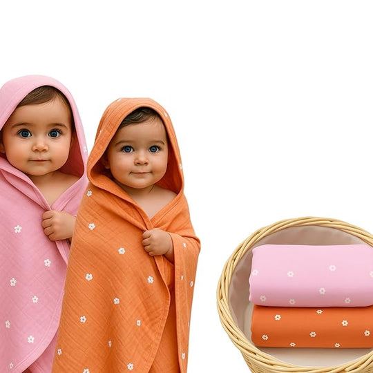 100% Muslin Cotton Baby Bath Towel ( pack of 1 )