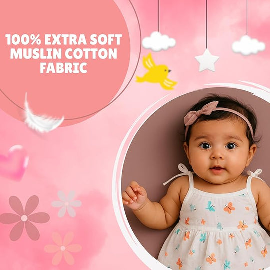 Off White Muslin Knot Frock Baby ( Pack of 3 )