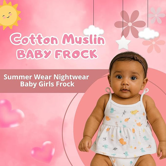 Off White Muslin Knot Frock Baby ( Pack of 3 )