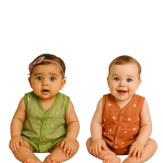 Button Jhabla White & Dyed print mix (Pack -2)