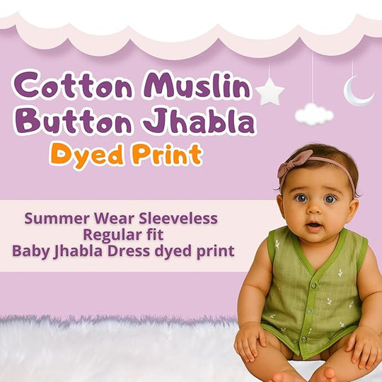 Muslin Cotton Printed Jhablas Kids Vest ( Pack of 3 )