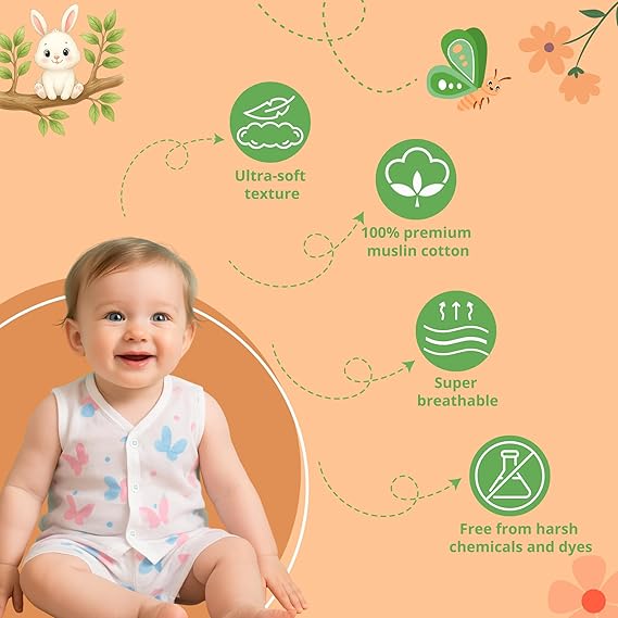 BUNNY&TORTOISE Kids Printed Co-ord Set Shorts & Matching T-Shirt | Muslin Cotton | Comfortable Summer Clothing for Boys & Girls