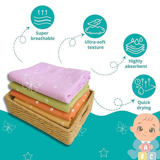 100% Muslin Cotton Baby Bath Towel ( pack of 1 )