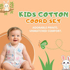 BUNNY&TORTOISE Kids Printed Co-ord Set Shorts & Matching T-Shirt | Muslin Cotton | Comfortable Summer Clothing for Boys & Girls