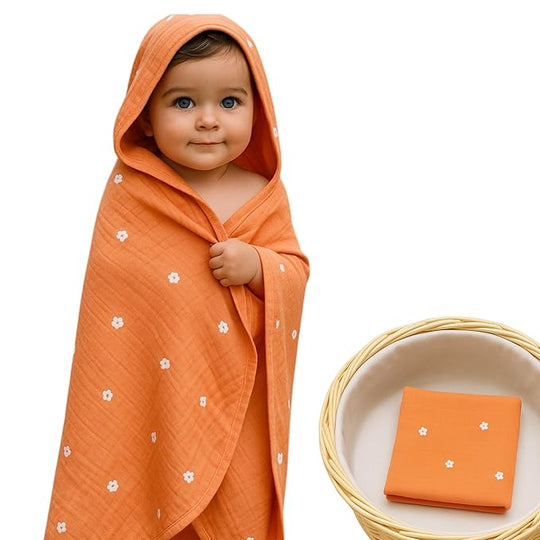 100% Muslin Cotton Baby Bath Towel ( pack of 1 )
