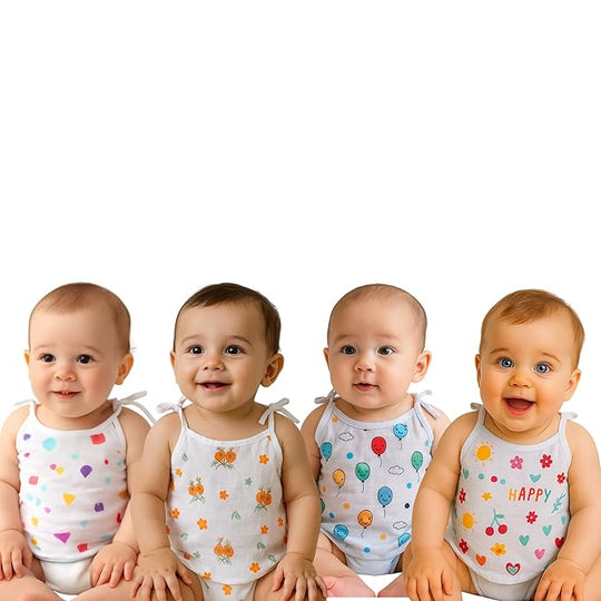 100% Muslin Cotton Knot Jhabla Vest -Knot Jhabla ( Pack of  4 )