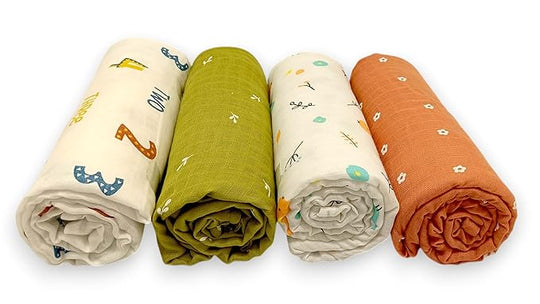 100% Cotton Muslin Baby Swaddle Set ( Pack of 2 )