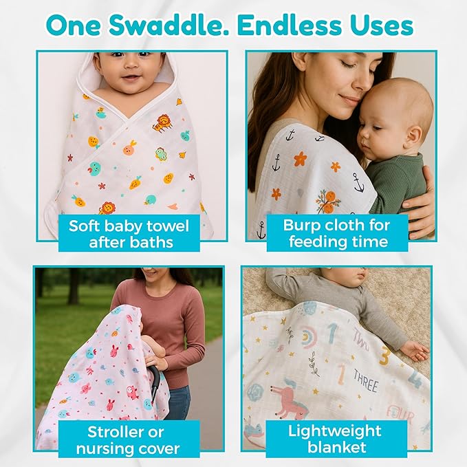 100% Cotton Muslin Baby Swaddle Set PO2