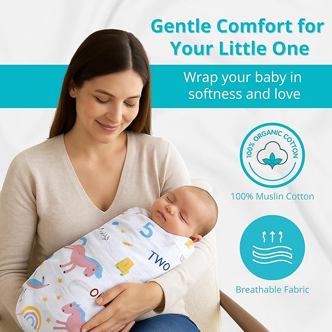 100% Cotton Muslin Baby Swaddle Set PO2