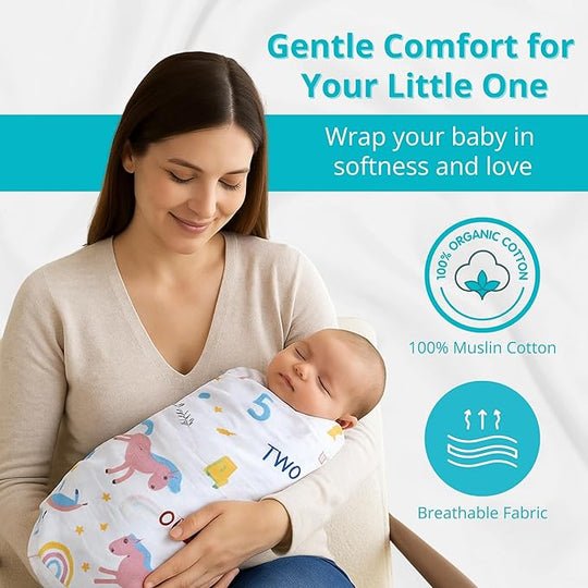 100% Cotton Muslin Baby Swaddle Set ( Pack of 2 )
