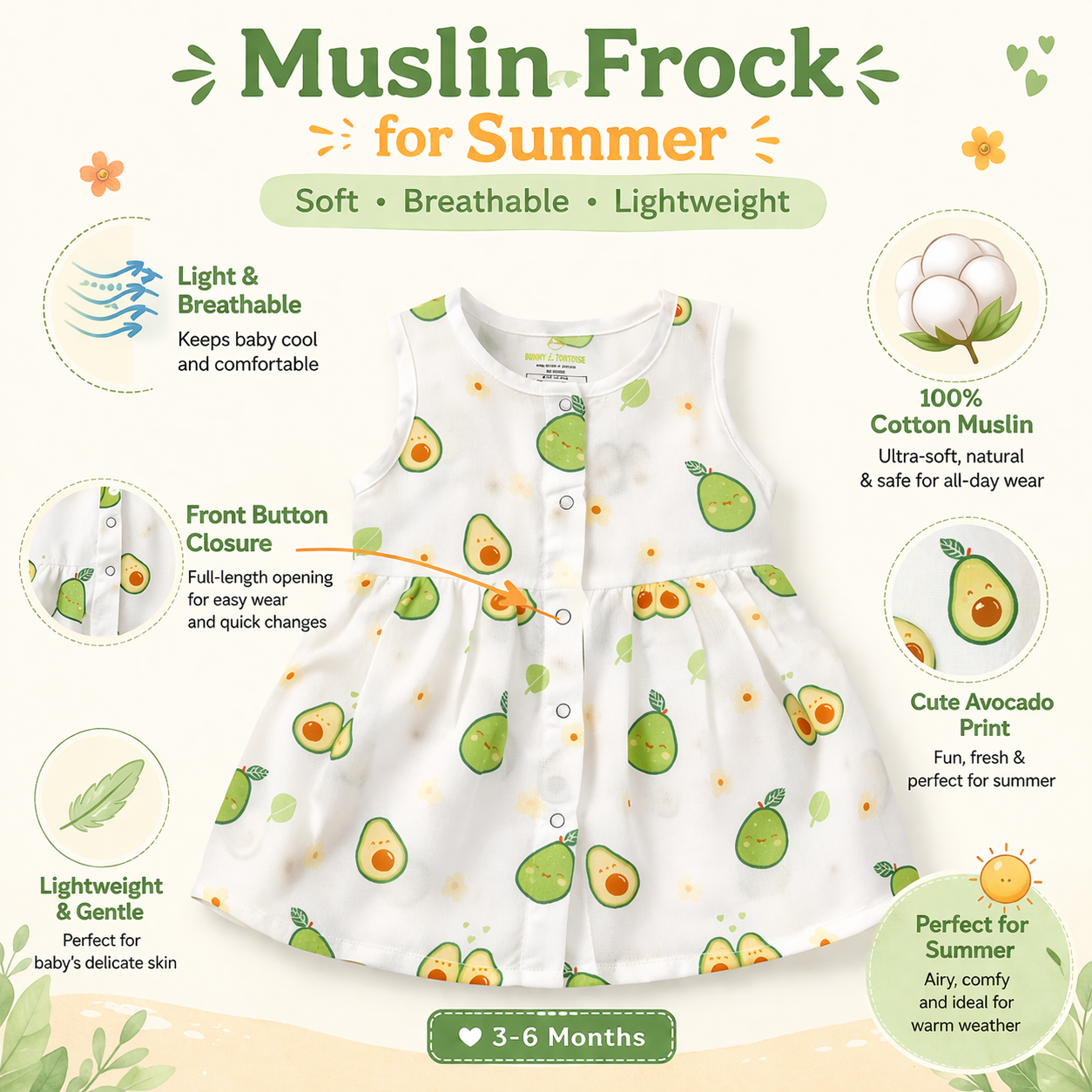 Muslin Cotton Frock for Baby Girls