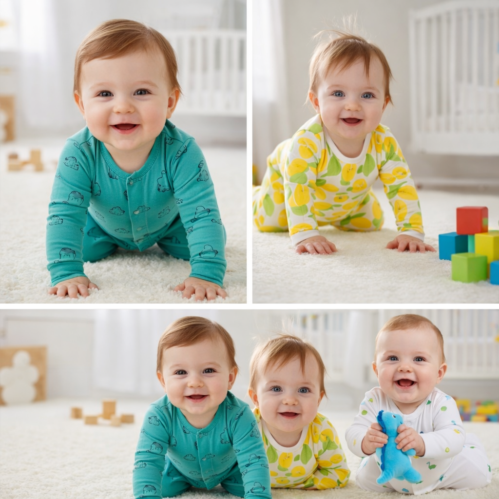 Organic Cotton Unisex Footed Baby Romper - Assorted Design