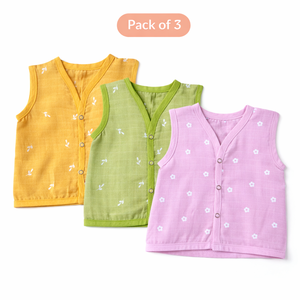 Muslin Cotton Dyed Baby Jhabla