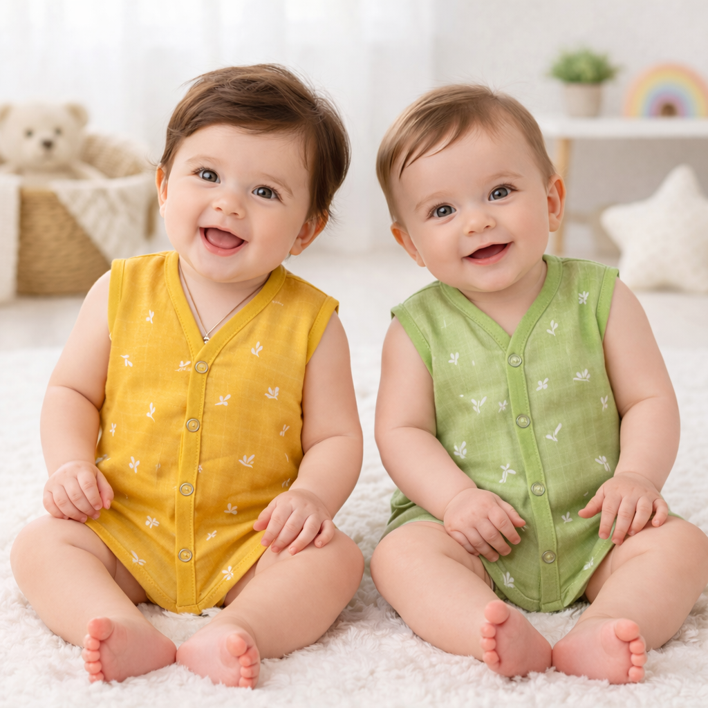 Muslin Cotton Dyed Baby Jhabla