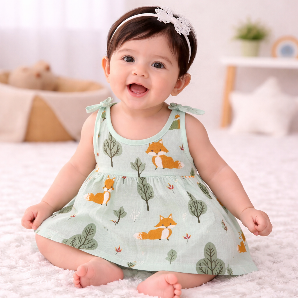 Baby Girl Muslin Cotton Knot Frock