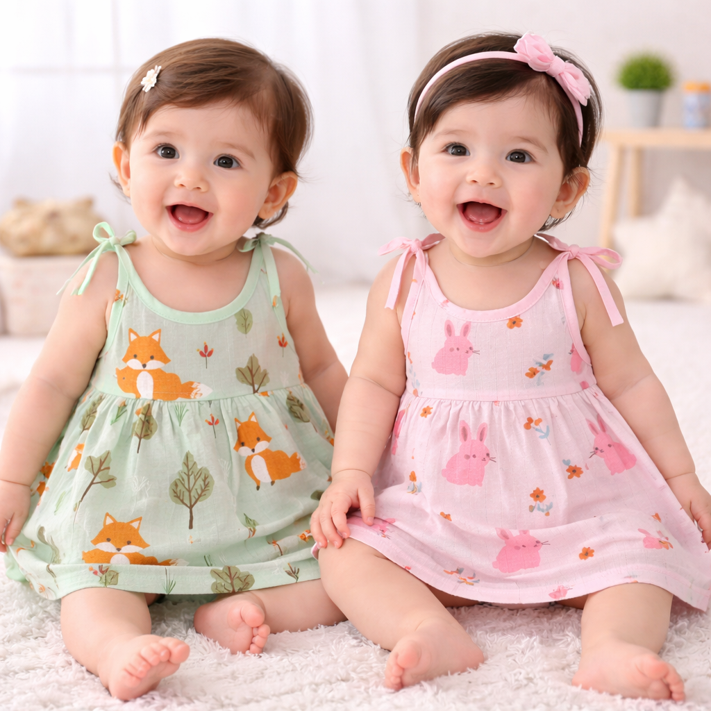 Baby Girl Muslin Cotton Knot Frock