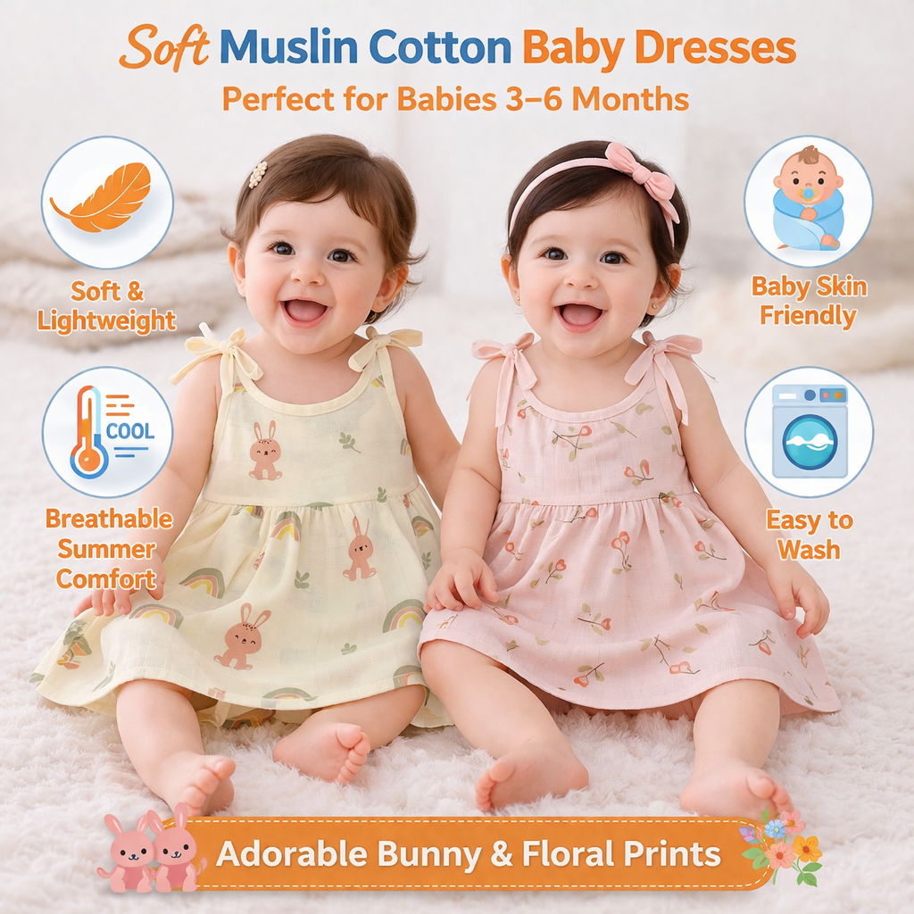 Baby Girl Muslin Cotton Knot Frock