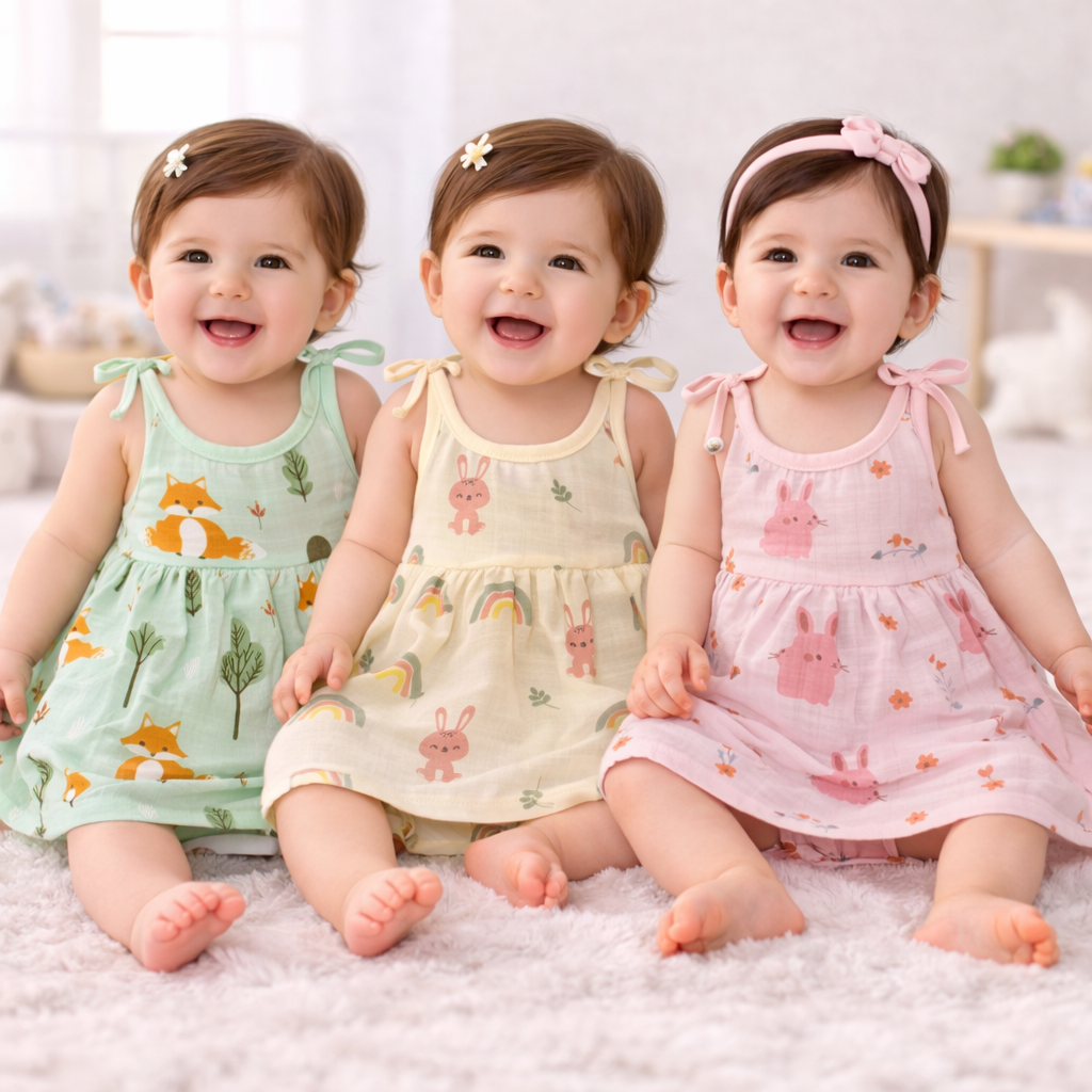 Baby Girl Muslin Cotton Knot Frock