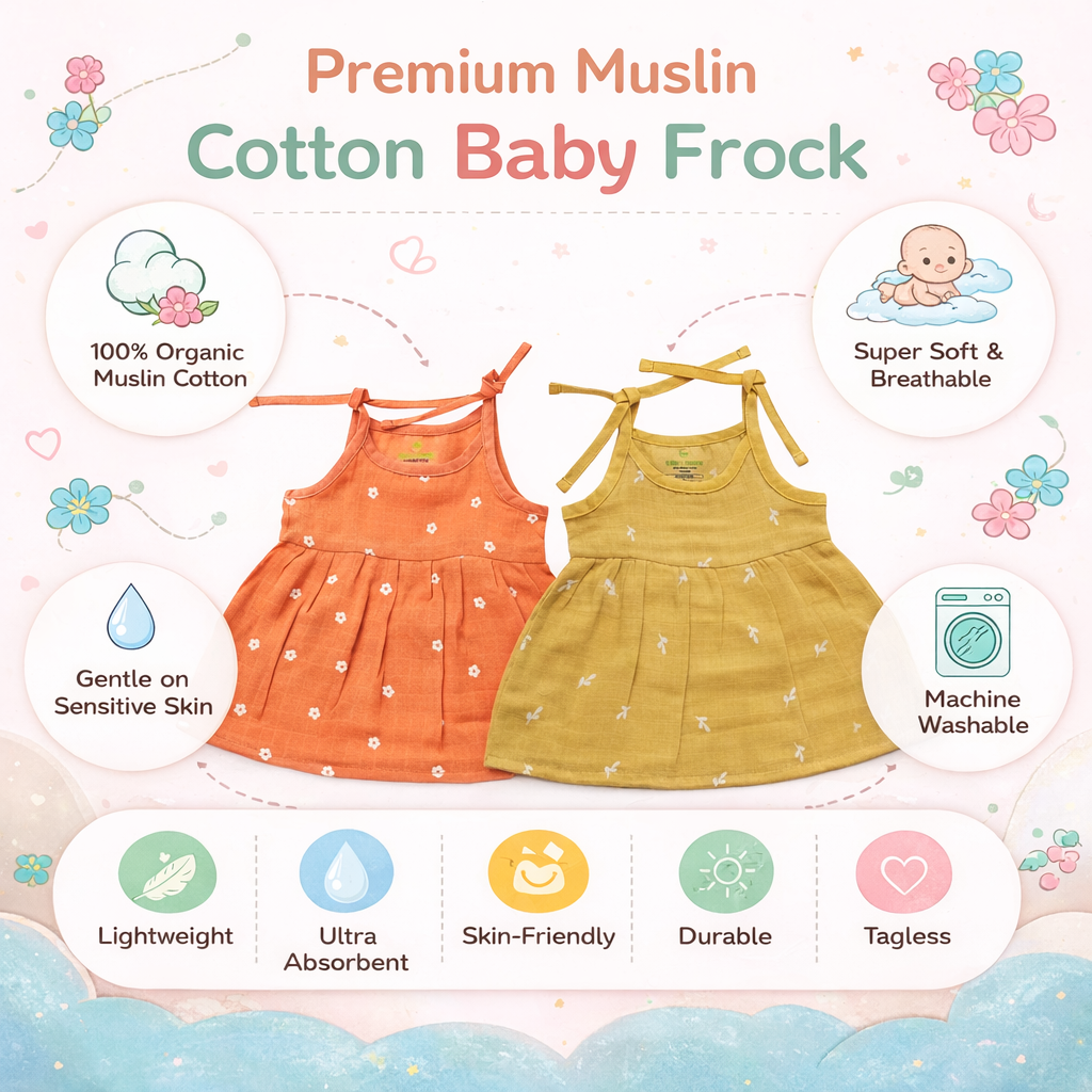 Dyed Muslin Knot Style Baby Girls Frock