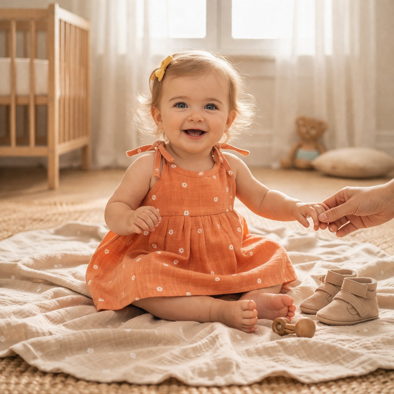 Dyed Muslin Knot Style Baby Girls Frock