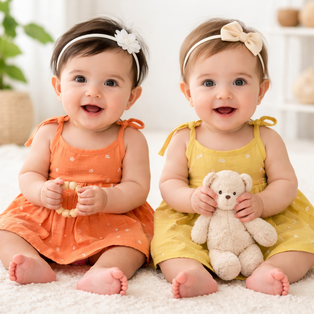 Dyed Muslin Knot Style Baby Girls Frock