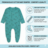 Organic Cotton Unisex Footed Baby Romper- Pack of 2 (Elephant & Cartoon)