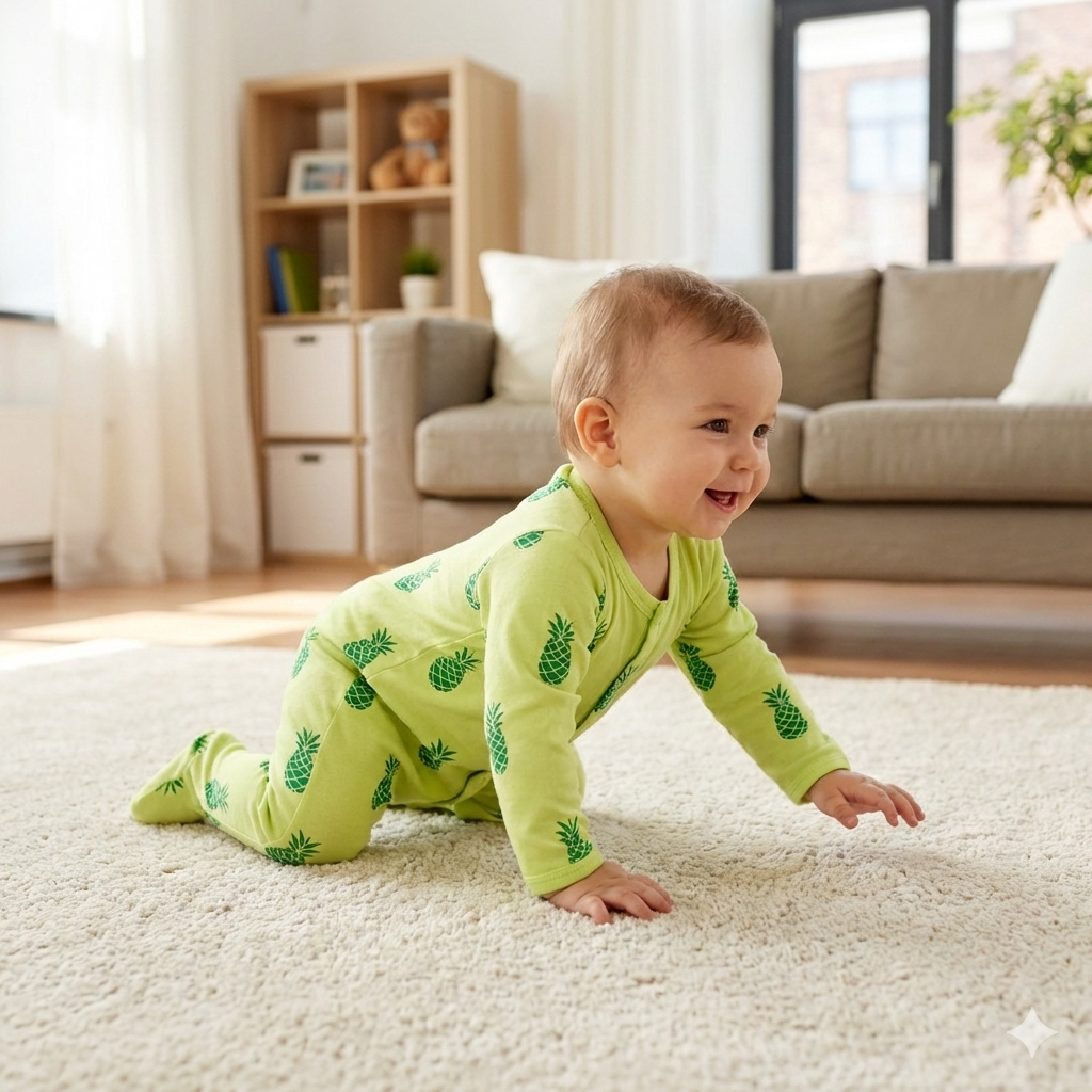 Organic Cotton Unisex Footed Baby Romper (Color - Yellow)