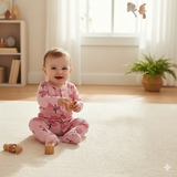 Organic Cotton Baby Girl Footed Baby Romper (Color - Pink Rose)