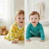 Organic Cotton Unisex Footed Baby Romper- Pack of 2 (Assorted Print)