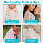 100% Cotton Muslin Baby Swaddle Set ( Pack of 3 )