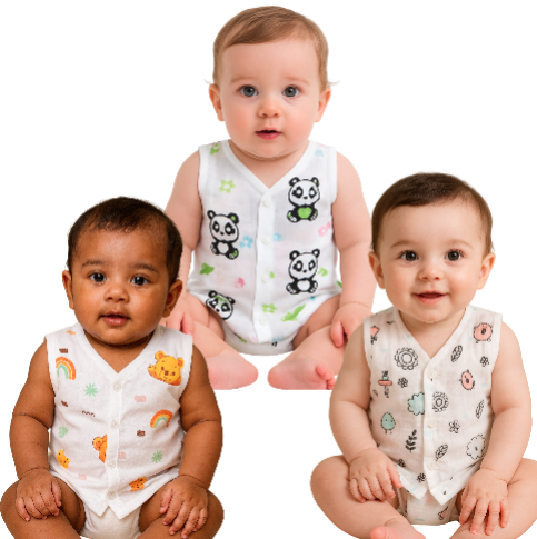 Summer Wear Muslin Jhabla ( Pack of 3 )