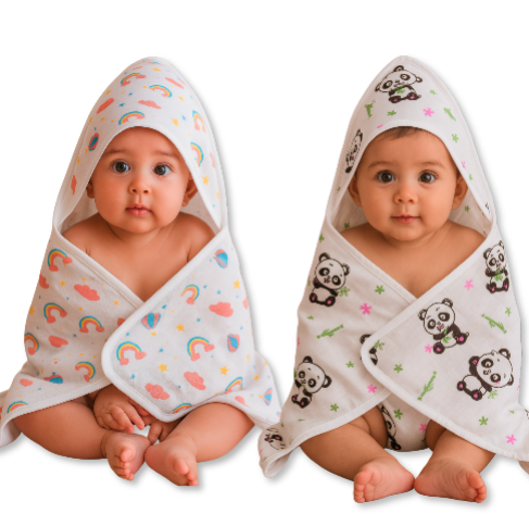 Baby Hooded Muslin Towel ( pack of 2 )