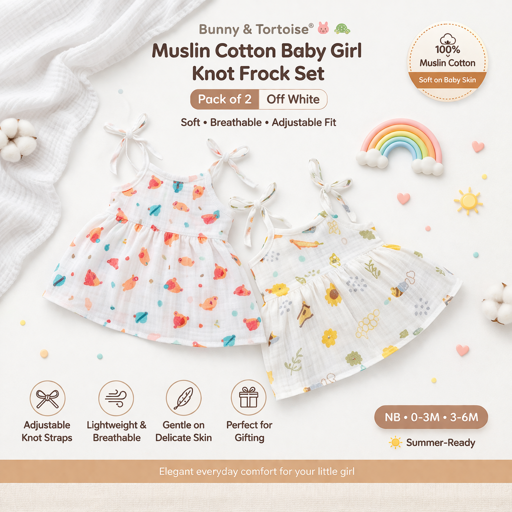 Muslin Cotton Baby Girl Knot Frock