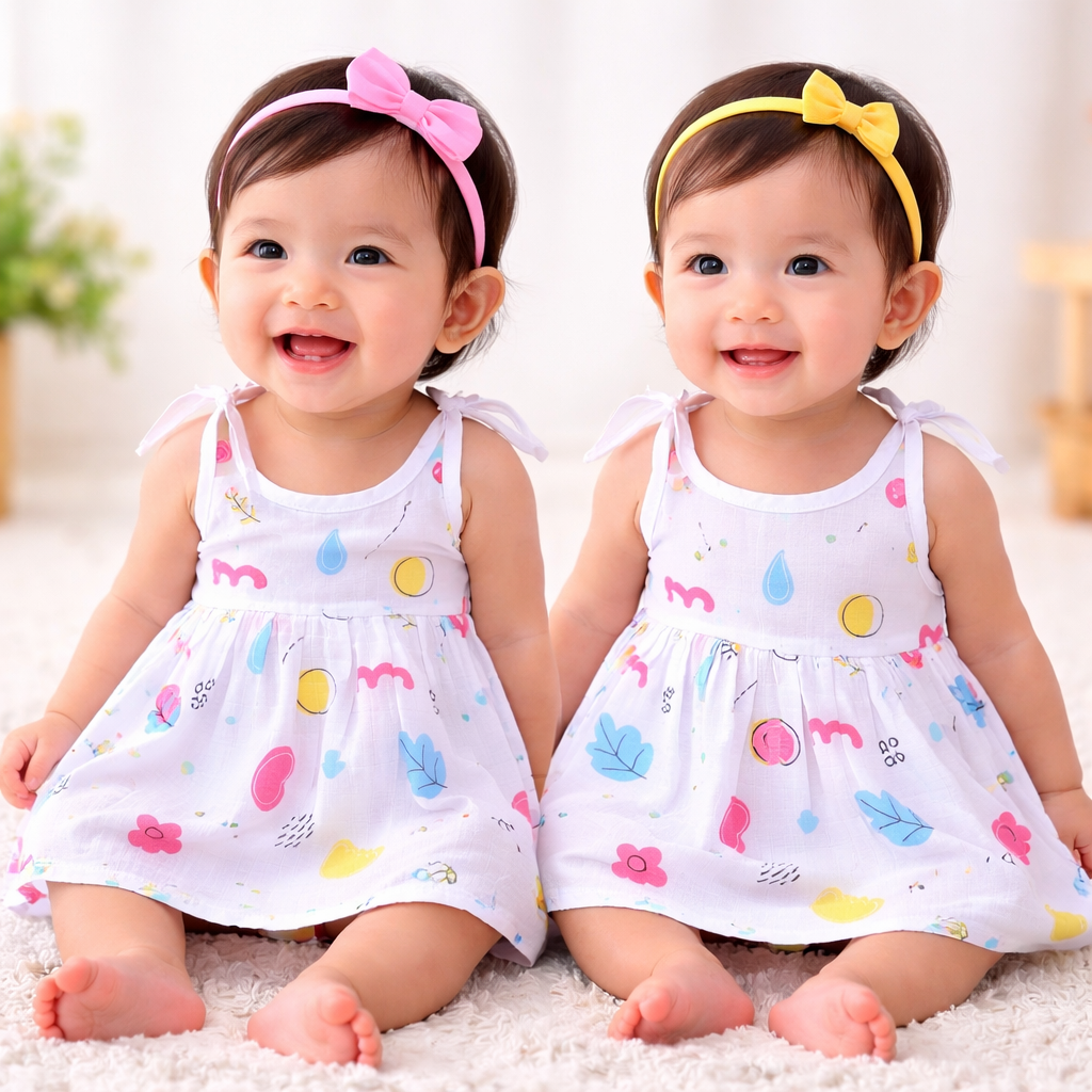 Muslin Cotton Baby Girl Knot Frock