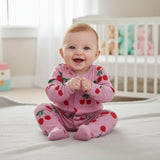 Organic Cotton Baby Girl Footed Baby Romper (Color - Pink Cherry)